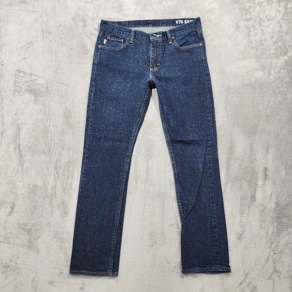 Vans Jeans Mens 34x30 Blue V76 Skinny Slim Stretch Denim Casual Skater Dark Wash